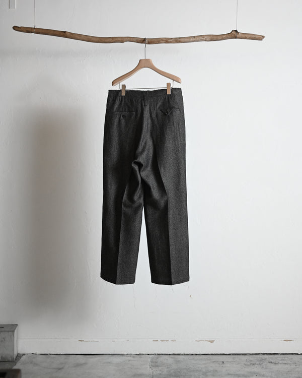 SHRINK WOOL WIDE SLACKS, brown