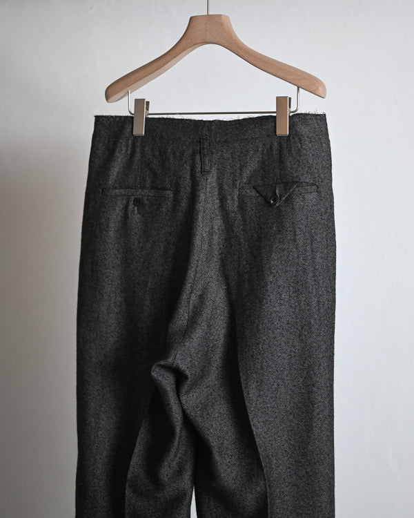 SHRINK WOOL WIDE SLACKS, brown