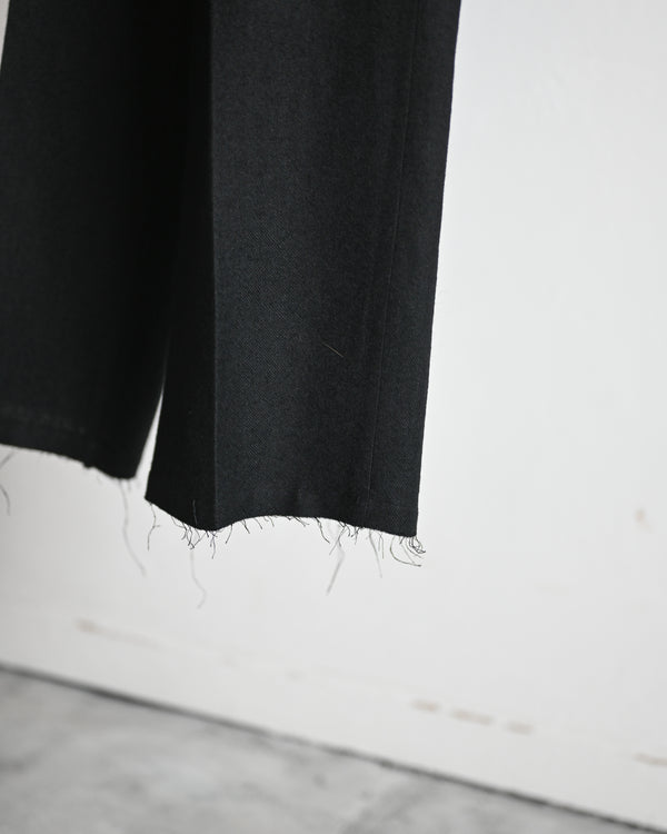 SHRINK WOOL WIDE SLACKS, black