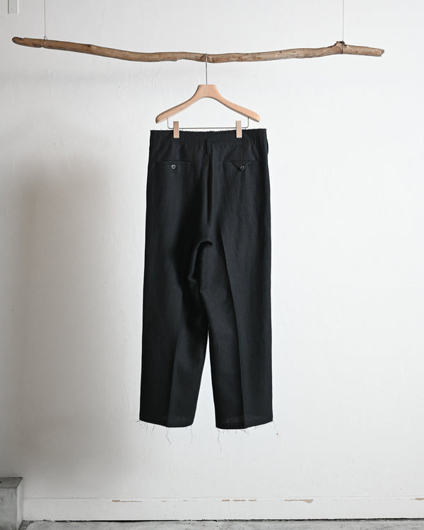 SHRINK WOOL WIDE SLACKS, black