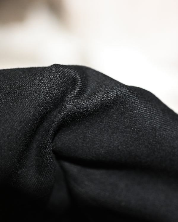 SHRINK WOOL WIDE SLACKS, black