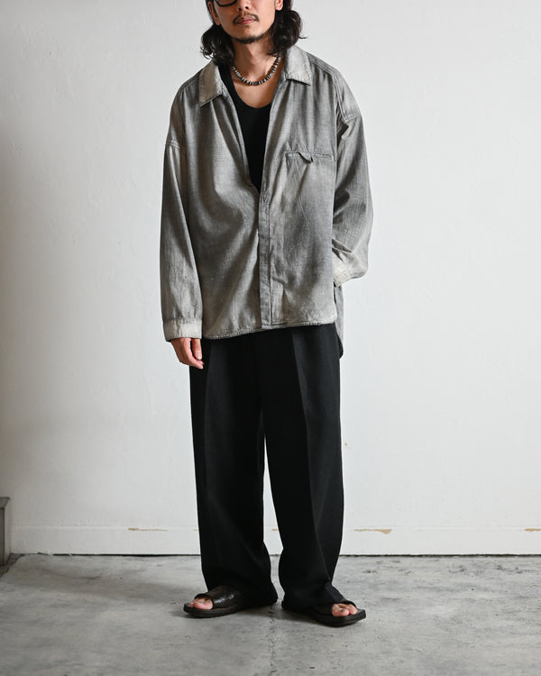 AGING CHAMBRAY LONG SHIRT, black