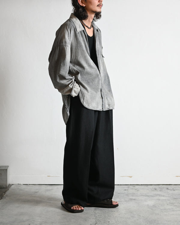 AGING CHAMBRAY LONG SHIRT, black