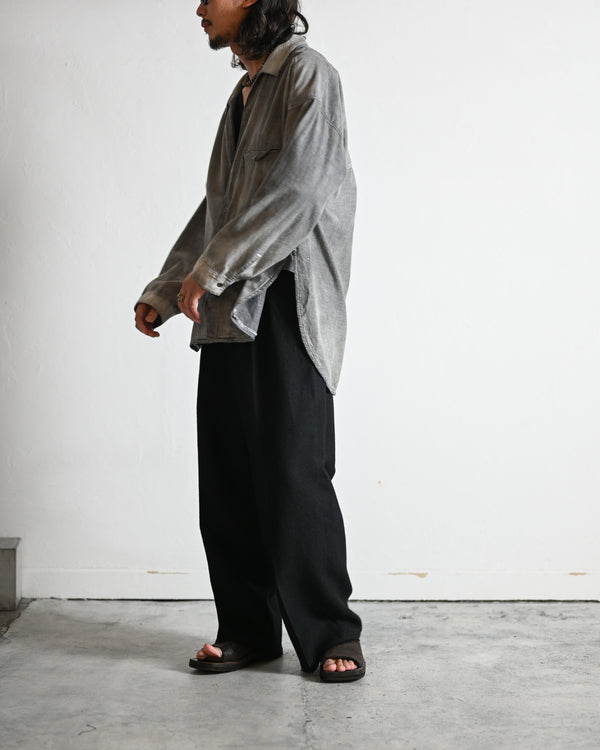 AGING CHAMBRAY LONG SHIRT, black