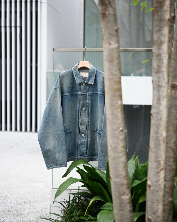 PLEATS JACKET, raw denim