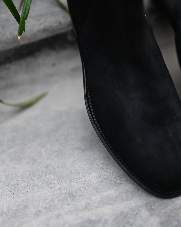 Side Zip Boots, Waxed Ezojika Suede