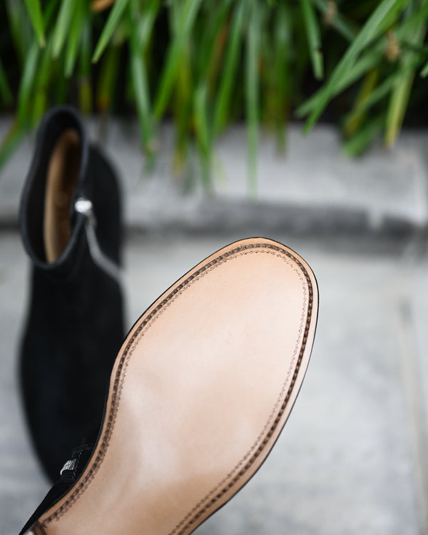 Side Zip Boots, Waxed Ezojika Suede