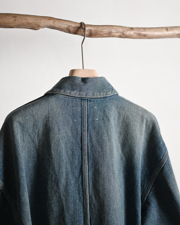 PLEATS JACKET, raw denim
