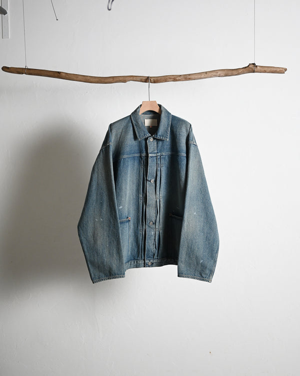 PLEATS JACKET, raw denim