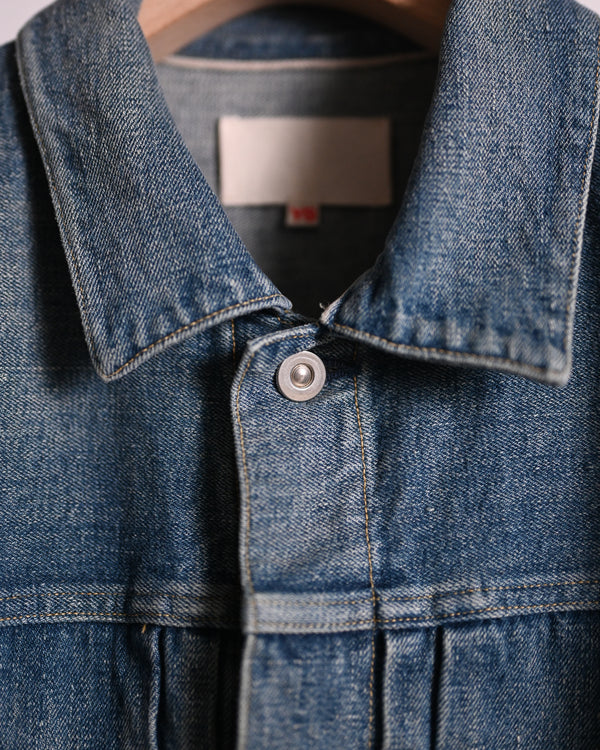 PLEATS JACKET, raw denim