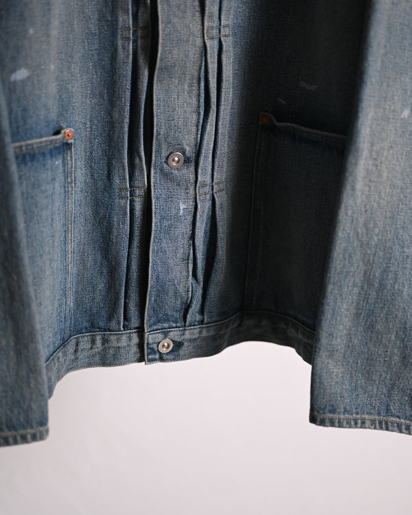 PLEATS JACKET, raw denim