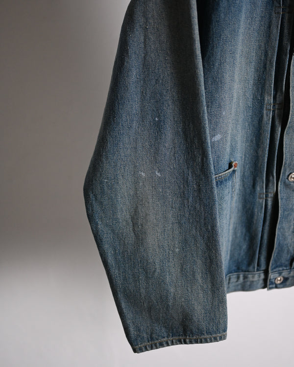 PLEATS JACKET, raw denim
