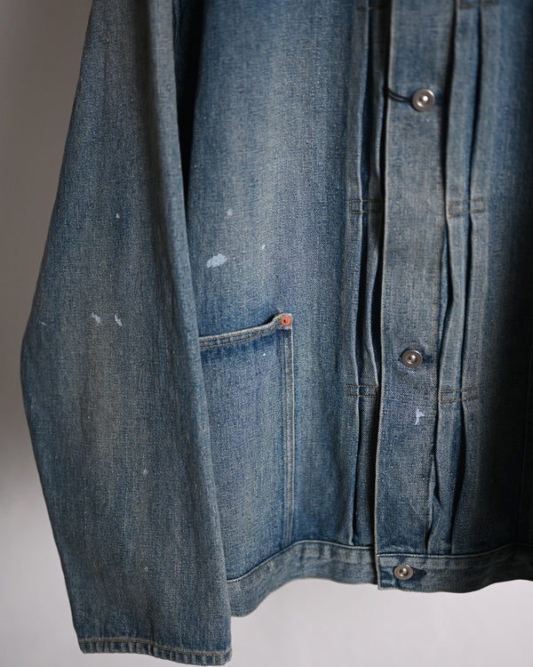 PLEATS JACKET, raw denim