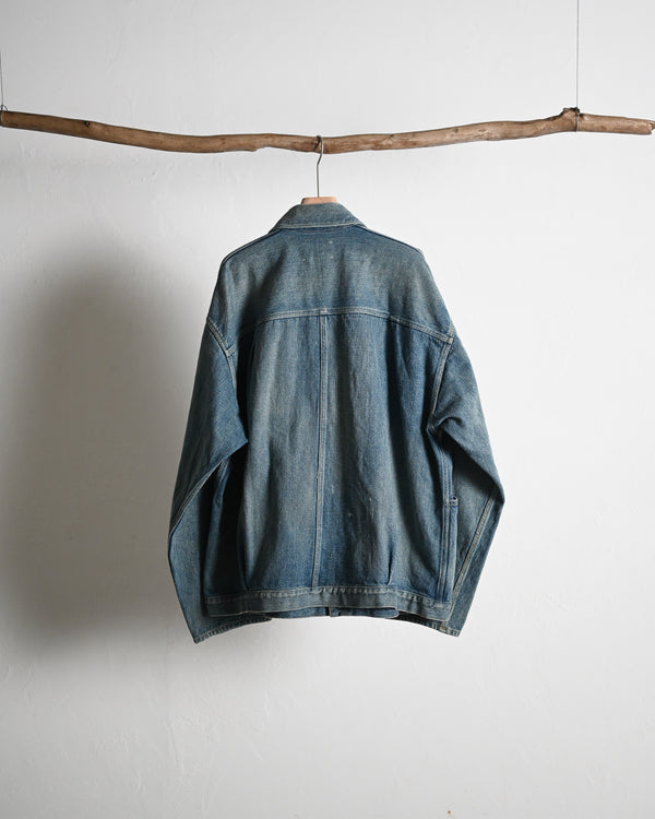PLEATS JACKET, raw denim