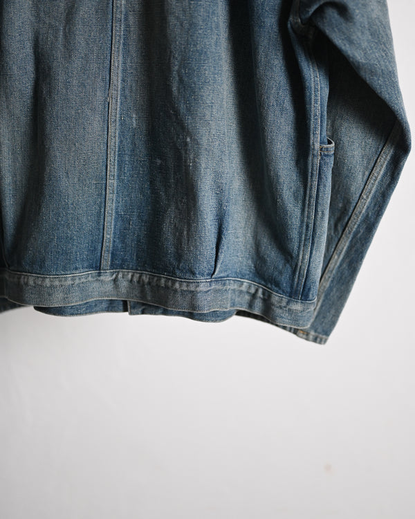 PLEATS JACKET, raw denim