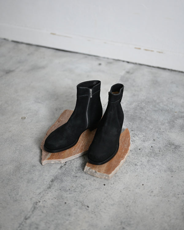Side Zip Boots, Waxed Ezojika Suede