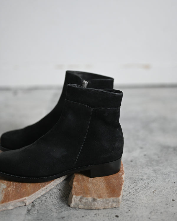 Side Zip Boots, Waxed Ezojika Suede