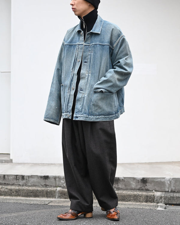 PLEATS JACKET, raw denim