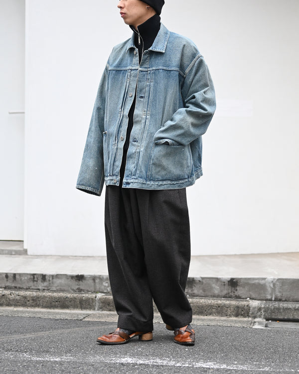 PLEATED TROUSER, thorn-proof wool