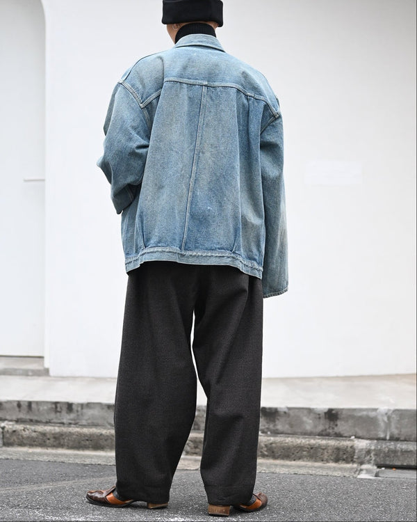 PLEATS JACKET, raw denim