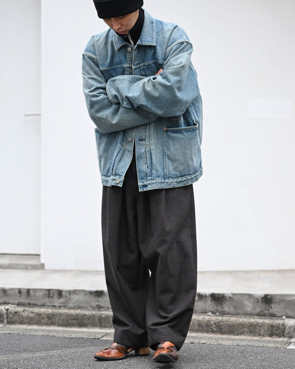 PLEATS JACKET, raw denim