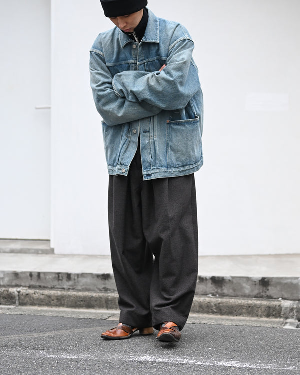 PLEATED TROUSER, thorn-proof wool