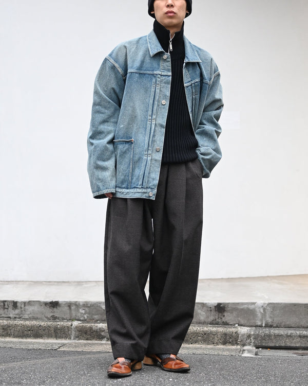 PLEATS JACKET, raw denim