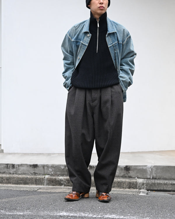 PLEATED TROUSER, thorn-proof wool