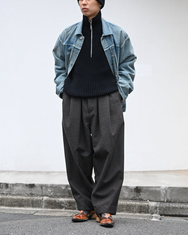 PLEATED TROUSER, thorn-proof wool
