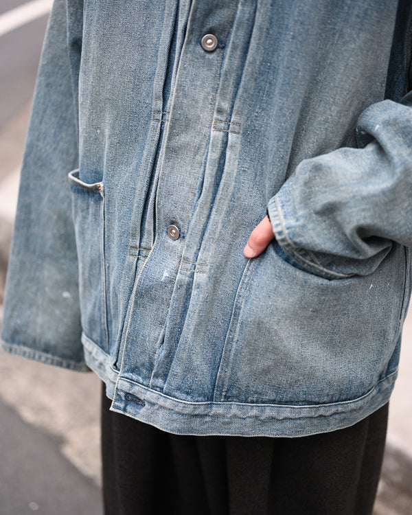 PLEATS JACKET, raw denim