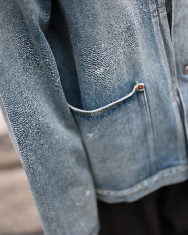 PLEATS JACKET, raw denim