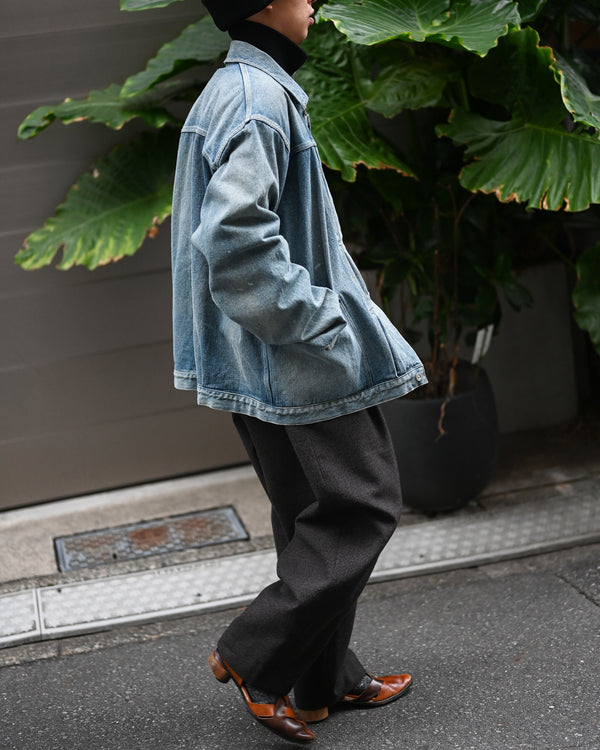 PLEATS JACKET, raw denim