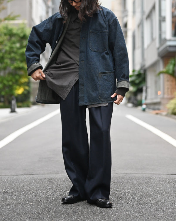 SUPER FINE LIGHT MELTON TUCKED TROUSERS