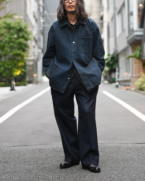 SUPER FINE LIGHT MELTON TUCKED TROUSERS