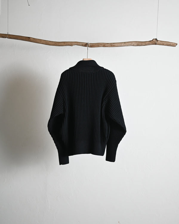 TWIST WOOL HALF ZIP NECK P/O