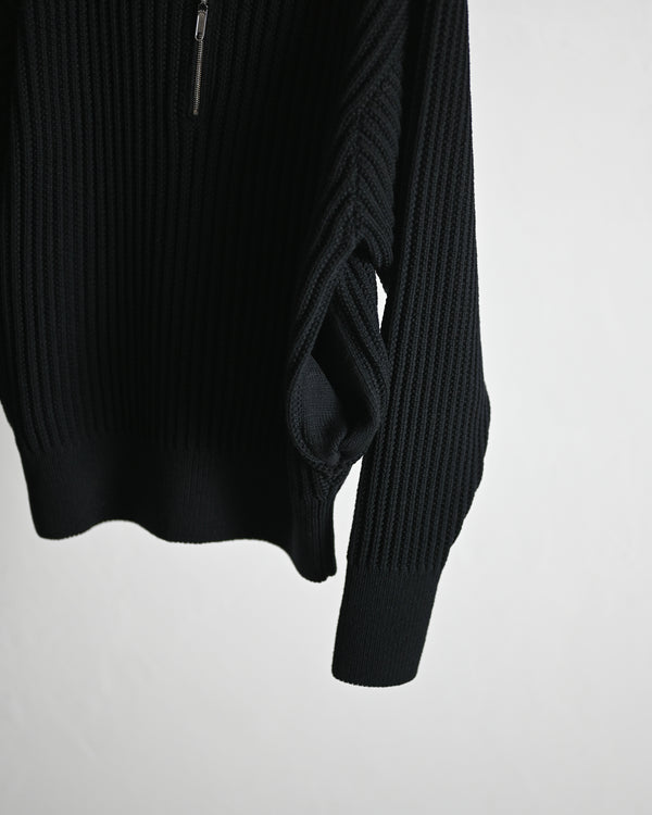 TWIST WOOL HALF ZIP NECK P/O