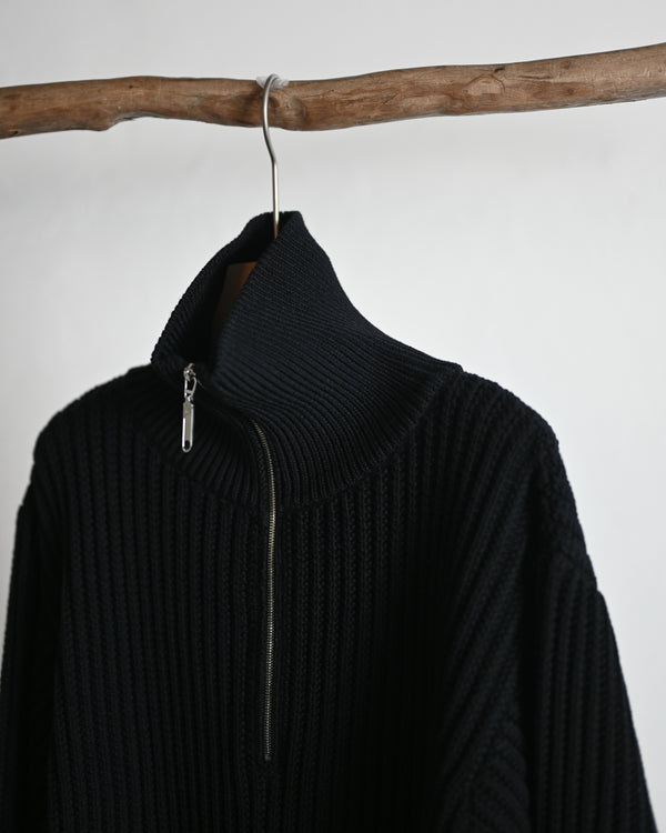 TWIST WOOL HALF ZIP NECK P/O