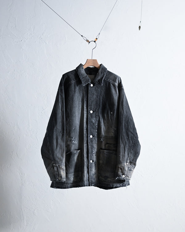 DENIM COVERALL, BLACK