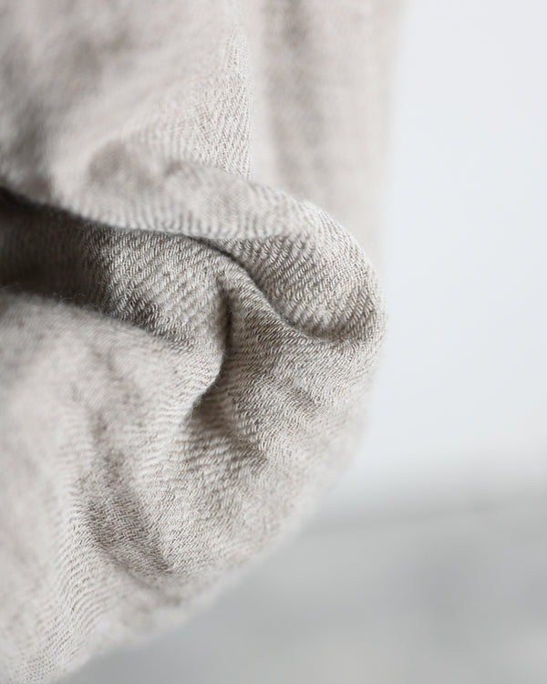 DOUBLE BREASTED BLAZER, WOOL LINEN DOUBLE GAZE FABRIC, BEIGE.