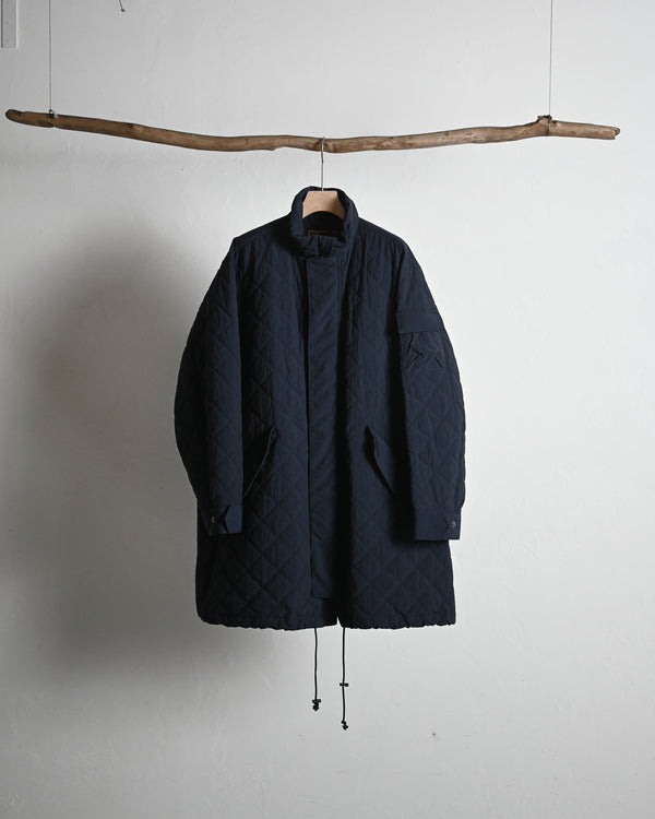 QUILTED NYLON STAND COAT, navy