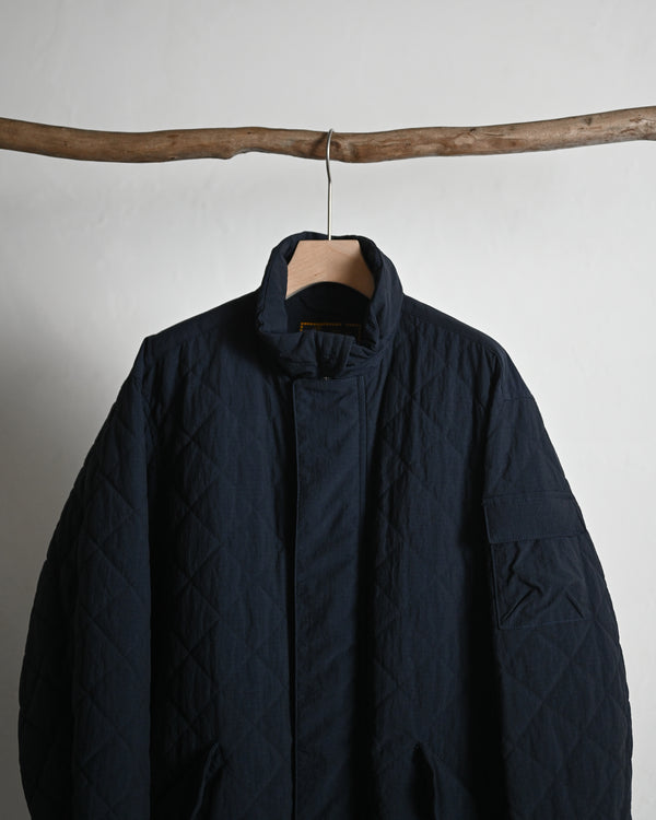 QUILTED NYLON STAND COAT, navy