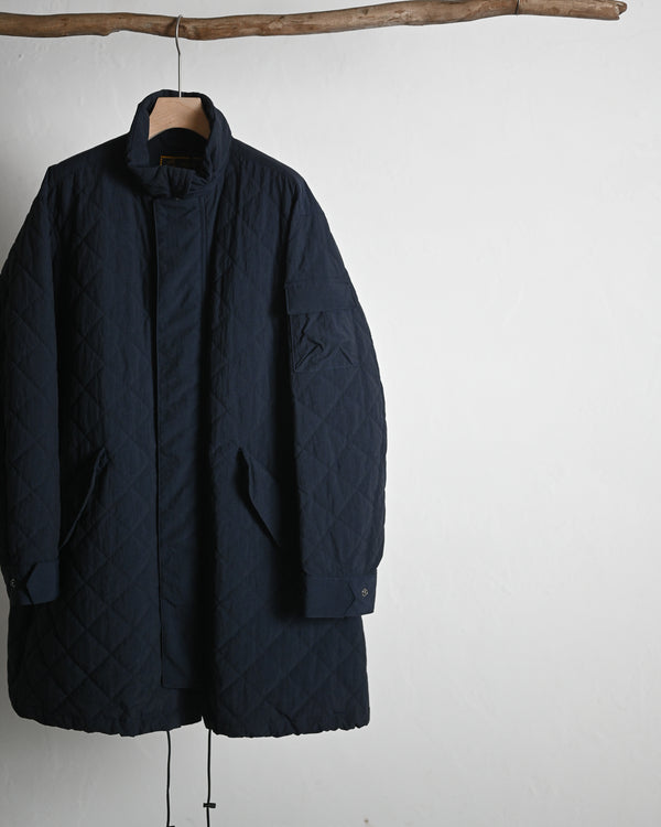 QUILTED NYLON STAND COAT, navy