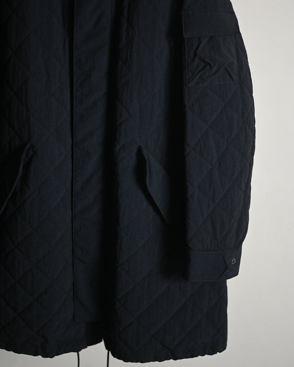 QUILTED NYLON STAND COAT, navy