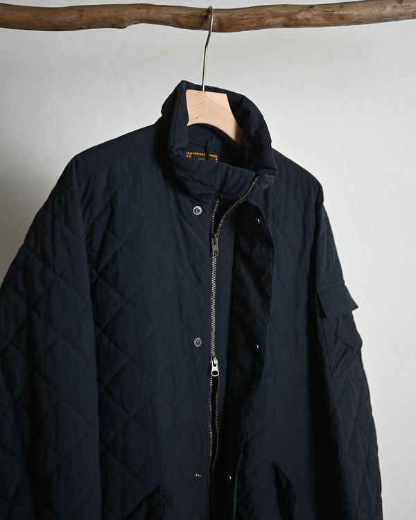 QUILTED NYLON STAND COAT, navy