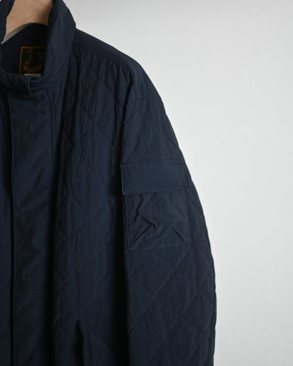 QUILTED NYLON STAND COAT, navy