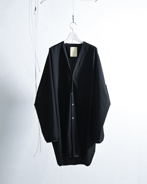 Narrowing Long Cardigan, Exclusive "size7", Black finx cotton.-KIMURA-COELACANTH