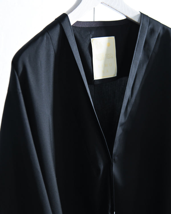 Narrowing Long Cardigan, Exclusive "size7", Black finx cotton.-KIMURA-COELACANTH