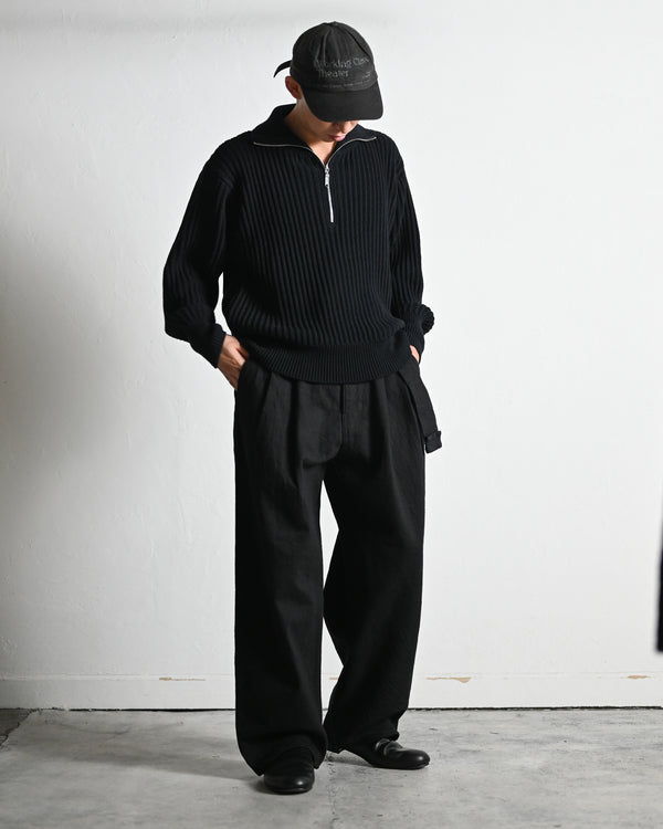 TWIST WOOL HALF ZIP NECK P/O