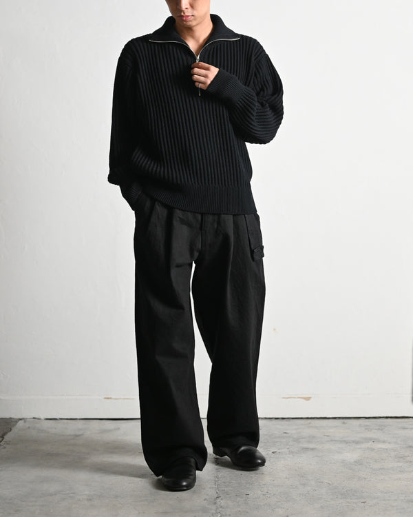 TWIST WOOL HALF ZIP NECK P/O