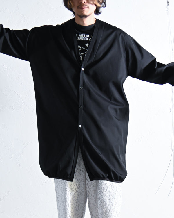 Narrowing Long Cardigan, Exclusive "size7", Black finx cotton.-KIMURA-COELACANTH